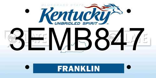 3EMB847 Kentucky License Plate