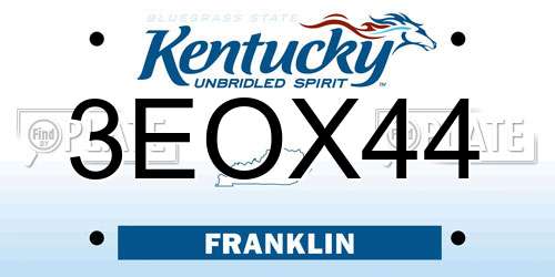 3EOX44 Kentucky License Plate