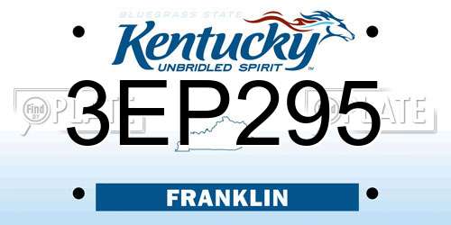 3EP295 Kentucky License Plate