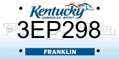 3EP298 Kentucky License Plate