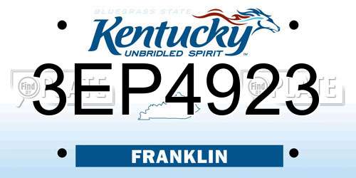 3EP4923 Kentucky License Plate
