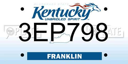 3EP798 Kentucky License Plate