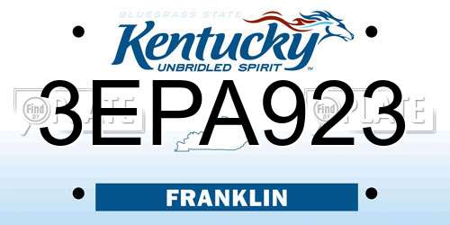 3EPA923 Kentucky License Plate