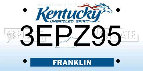 3EPZ95 Kentucky License Plate