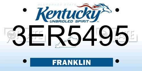 3ER5495 Kentucky License Plate