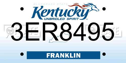 3ER8495 Kentucky License Plate