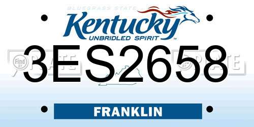 3ES2658 Kentucky License Plate