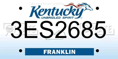 3ES2685 Kentucky License Plate