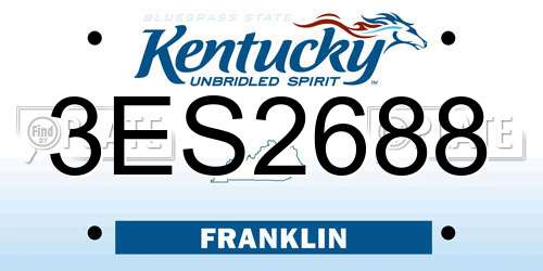 3ES2688 Kentucky License Plate