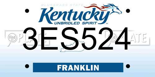3ES524 Kentucky License Plate
