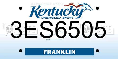 3ES6505 Kentucky License Plate
