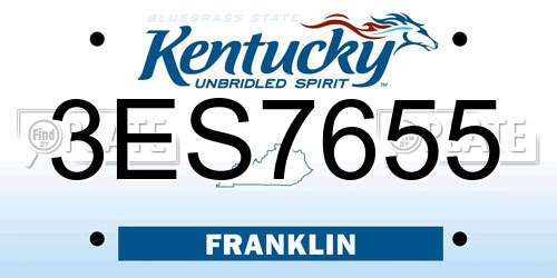3ES7655 Kentucky License Plate