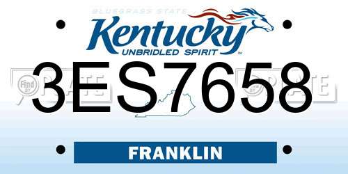 3ES7658 Kentucky License Plate