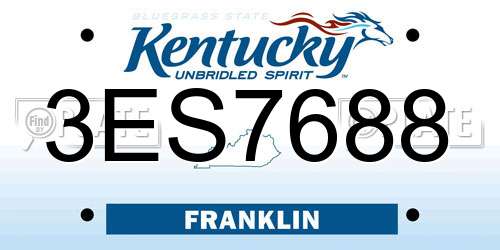 3ES7688 Kentucky License Plate