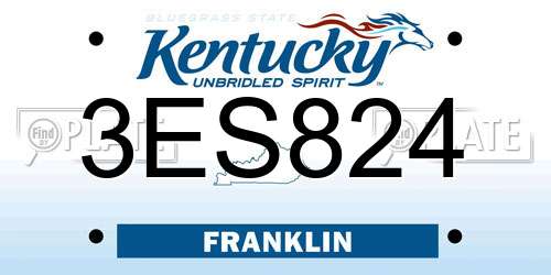 3ES824 Kentucky License Plate