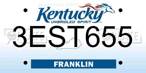3EST655 Kentucky License Plate
