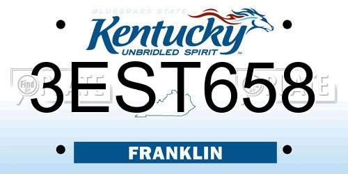 3EST658 Kentucky License Plate