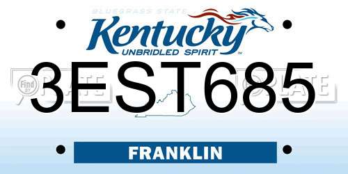 3EST685 Kentucky License Plate