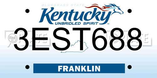 3EST688 Kentucky License Plate