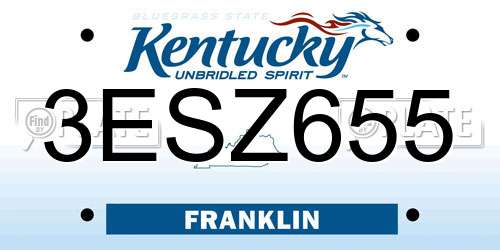 3ESZ655 Kentucky License Plate