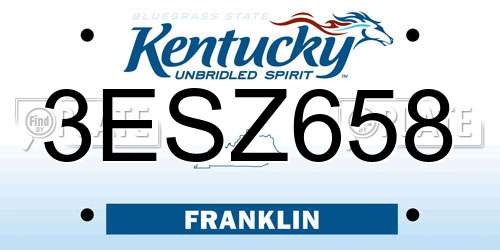 3ESZ658 Kentucky License Plate