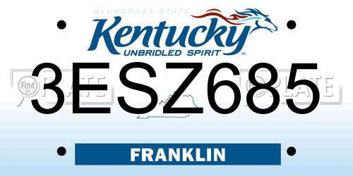 3ESZ685 Kentucky License Plate