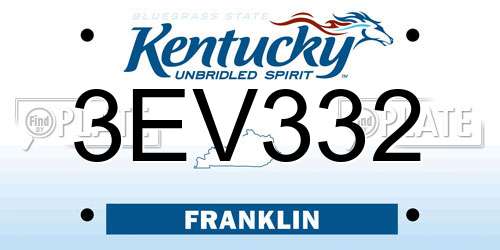 3EV332 Kentucky License Plate