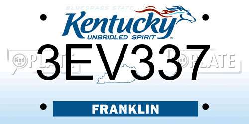 3EV337 Kentucky License Plate