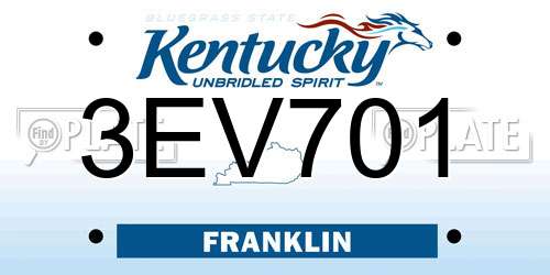 3EV701 Kentucky License Plate