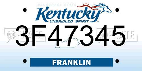 3F47345 Kentucky License Plate