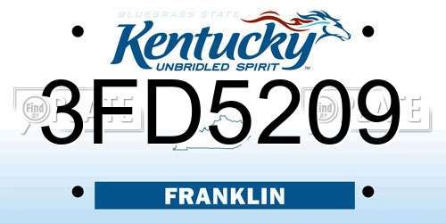 3FD5209 Kentucky License Plate