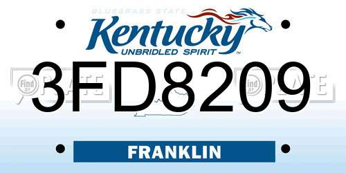 3FD8209 Kentucky License Plate