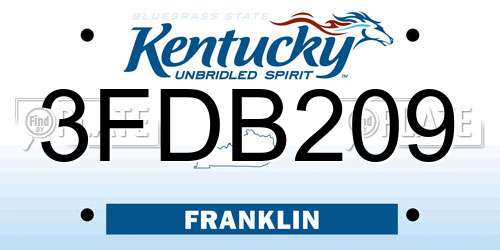 3FDB209 Kentucky License Plate