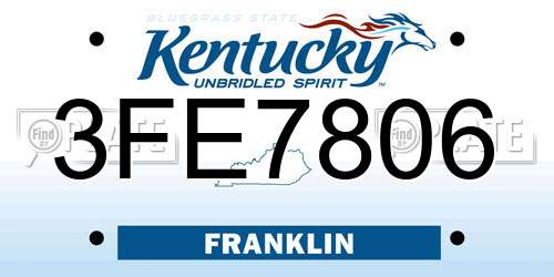 3FE7806 Kentucky License Plate