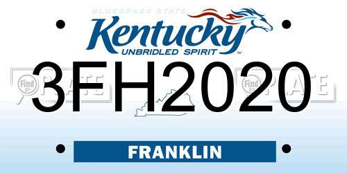 3FH2020 Kentucky License Plate