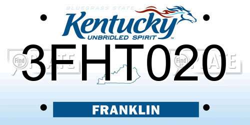 3FHT020 Kentucky License Plate