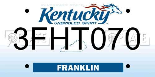 3FHT070 Kentucky License Plate