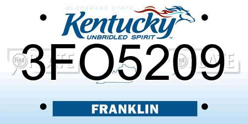3FO5209 Kentucky License Plate