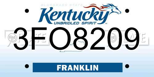 3FO8209 Kentucky License Plate