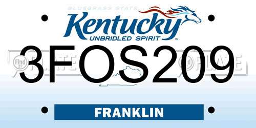 3FOS209 Kentucky License Plate