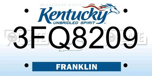 3FQ8209 Kentucky License Plate