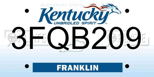 3FQB209 Kentucky License Plate