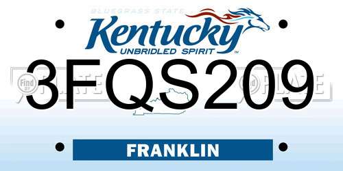 3FQS209 Kentucky License Plate