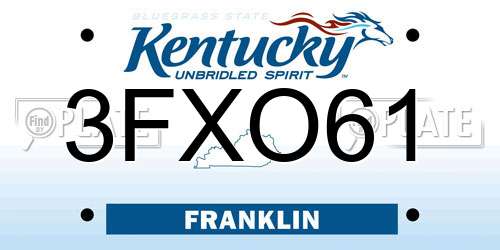 3FXO61 Kentucky License Plate