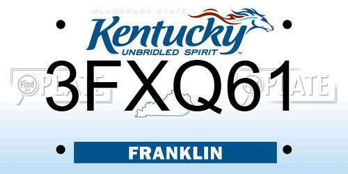 3FXQ61 Kentucky License Plate