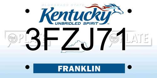 3FZJ71 Kentucky License Plate