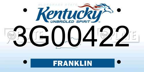 3G00422 Kentucky License Plate