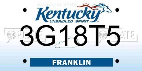 3G18T5 Kentucky License Plate