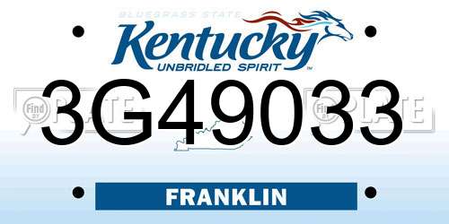 3G49033 Kentucky License Plate
