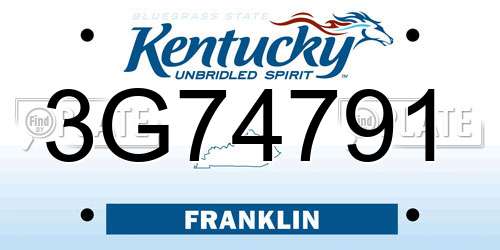 3G74791 Kentucky License Plate